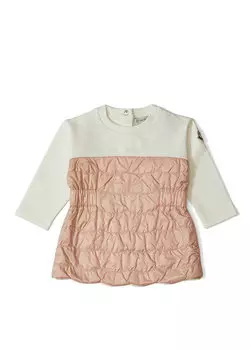 Белое стеганое фактурное платье для девочки Moncler