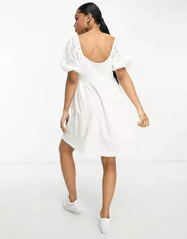 Белое свободное платье мини с фигурным швом ASOS DESIGN