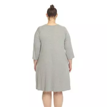 Белое свободное платье с перекрещивающимся воротником больших размеров White Mark, темно-синий