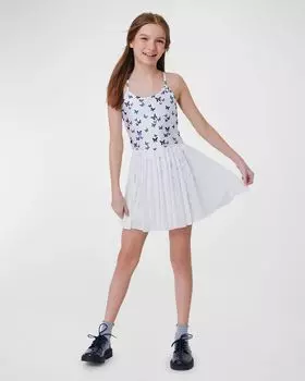 Белое теннисное платье с бабочками для девочек, размер 2T-12 Terez, цвет White