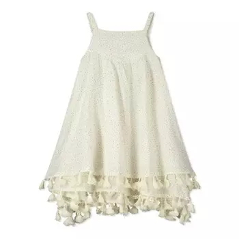 Белое тканое платье без рукавов с кисточками POPPET & FOX, белый