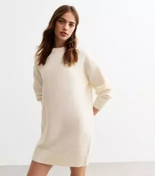 Белое трикотажное мини-платье с круглым вырезом New Look, белый