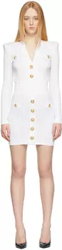 Белое вязаное платье Balmain