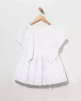 Белое вышитое детское платье Coco Acqua, белый