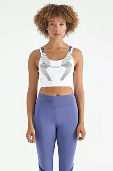 Белое женское бюстье приталенного кроя из ткани для дайвинга с принтом на спине и крестом TOMMYLIFE