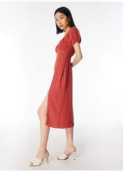 Белое женское платье миди с v-образным вырезом M1310518-87512-WOVEN MIDI DRESS Mavi