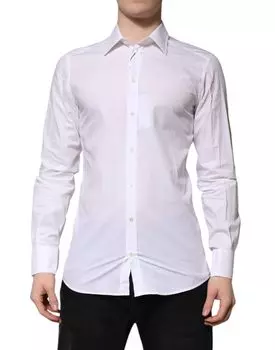 Белое золото с длинными рукавами мужская формальная рубашка Dolce & Gabbana, White