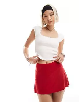 Белоснежная детская футболка с кружевной отделкой Motel