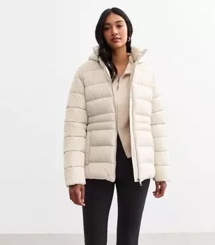 Белоснежная куртка-пуховик с капюшоном New Look, белый