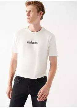 Белоснежная мужская футболка с круглым вырезом и принтом M0610785-70057_MAVI ЧЕРНАЯ ФУТБОЛКА С ПРИНТОМ Mavi, черный