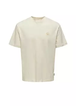 Белоснежная мужская футболка с круглым вырезом и принтом Only & Sons