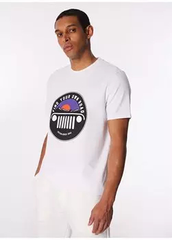 Белоснежная мужская футболка с круглым вырезом с принтом J4SM-TST7241 Jeep, белый