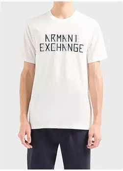 Белоснежная мужская футболка с круглым вырезом с принтом 3DZTJE ZJH4Z 1116 Armani Exchange
