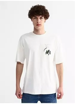 Белоснежная мужская футболка с круглым вырезом с принтом E-LOK Aeropostale