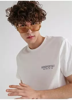 Белоснежная мужская футболка с круглым вырезом с принтом E-MOUNT Aeropostale