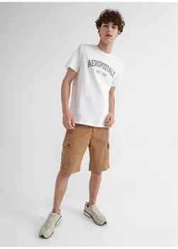 Белоснежная мужская футболка с круглым вырезом с принтом E-REAL Aeropostale