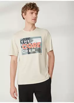 Белоснежная мужская футболка с круглым вырезом с принтом Jack & Jones