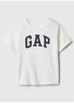 Белоснежная мужская футболка с принтом 888285002 Gap
