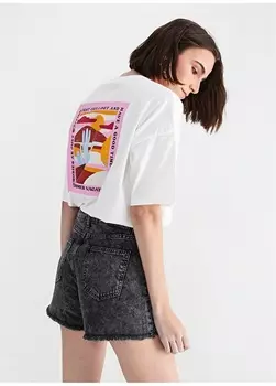 Белоснежная женская футболка с круглым вырезом и принтом Aeropostale