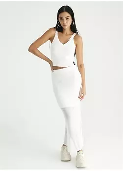 Белоснежная женская прямая юбка-миди с эластичной резинкой на талии Black On Black