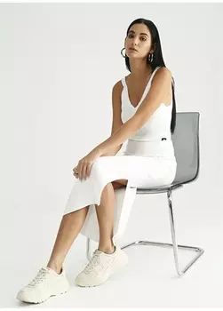 Белоснежная женская прямая юбка-миди с эластичной резинкой на талии Black On Black