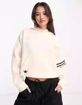 Белоснежное укороченное худи adidas Originals neuclassics