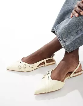 Белоснежные балетки с пяткой на пятке ASOS DESIGN Lotto