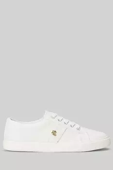 Белоснежные кеды Janson из парусины с логотипом Lauren Ralph Lauren, белый