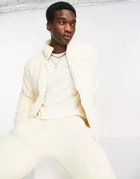 Белоснежный пушистый спортивный топ на молнии adidas originals Essentials+