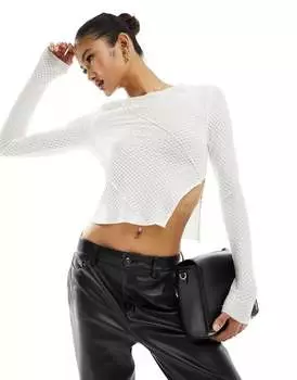 Белоснежный структурированный топ с длинными рукавами ASOS