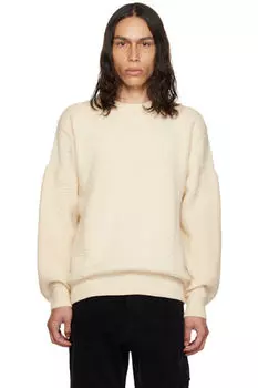 Белоснежный свитер с квадратными нашивками We11done