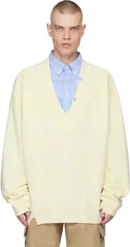 Белоснежный свитер с рваной резинкой AMBUSH