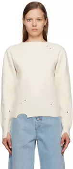 Белоснежный свитер с вырезом MM6 Maison Margiela