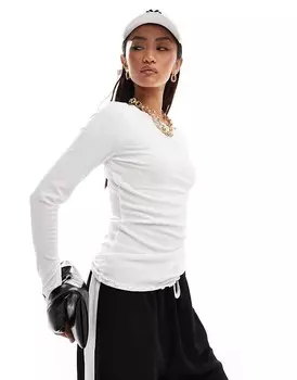 Белоснежный топ с длинными рукавами и краем салата Vila