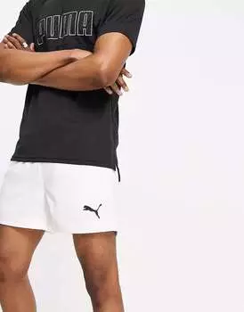 Белые 5-дюймовые шорты с тканым логотипом Puma Essentials