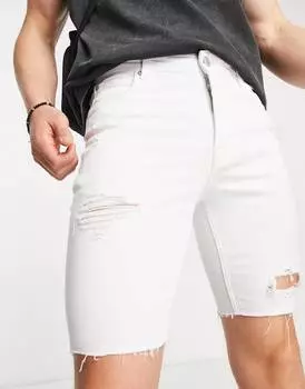 Белые эластичные шорты с прорезями ASOS DESIGN