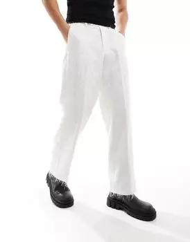Белые элегантные широкие брюки с бахромой ASOS DESIGN