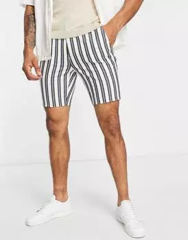 Белые элегантные шорты скинни в элегантную полоску ASOS DESIGN