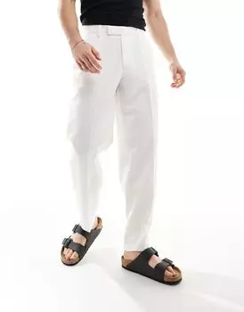 Белые элегантные зауженные брюки оверсайз ASOS DESIGN