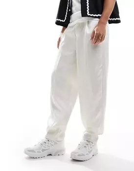 Белые элегантные зауженные брюки оверсайз ASOS DESIGN