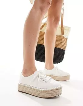 Белые эспадрильи из парусины на плоской платформе ASOS DESIGN Jaden