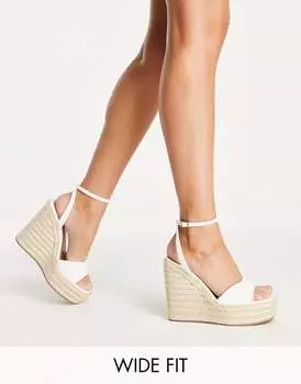 Белые эспадрильи на танкетке ASOS DESIGN Wide Fit Tasha
