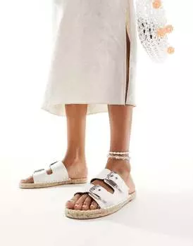 Белые эспадрильи с двойной пряжкой ASOS DESIGN Jada