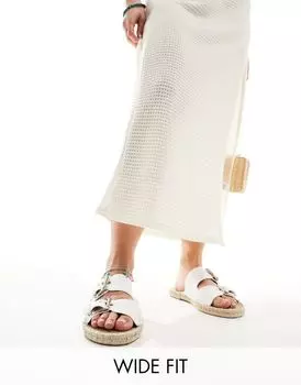 Белые эспадрильи с двойной пряжкой ASOS DESIGN Wide Fit Jada