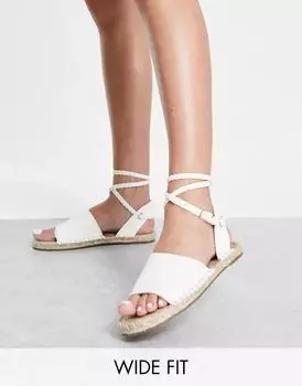 Белые эспадрильи широкого кроя с завязками ASOS Wide Fit Jelly