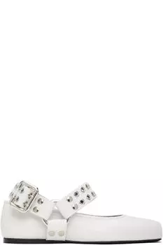 Белые балетки байкерского стиля ALAA