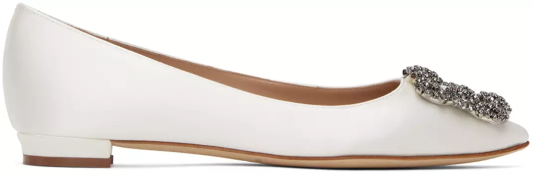 Белые балетки Hangisiflat Manolo Blahnik