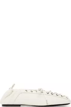 Белые балетки на шнуровке GANNI