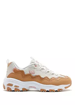 Белые бежевые женские кроссовки d'lites Skechers