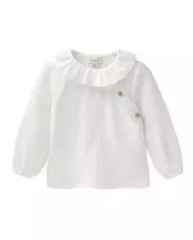 Белые блузки для девочек с рюшами на воротнике Dadati